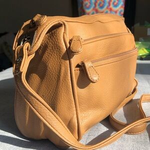 Koltov Tan Faux Leather Women's crossbody Bag - multi pocketed & buckle strap